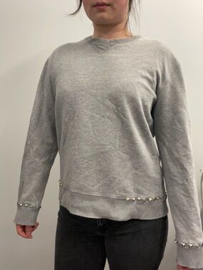Valentino spa - size M -Women's Grey Crewneck Sweater with Stud Trim